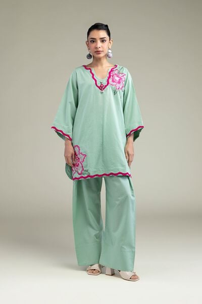 Embroidered | Cotton Dobby | Floral Mint Shalwar | USD 30.00