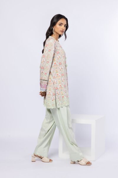Embroidered | Crosshatch Raw Silk | Pants | USD 11.50