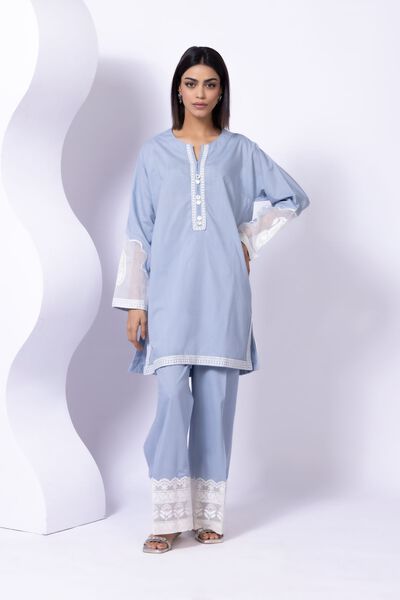 Embroidered | Crosshatch Poplin | Pants | USD 25.00