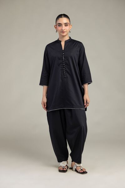 Embroidered | Textured Cotton Viscose | Black Cotton Pants | USD 30.00