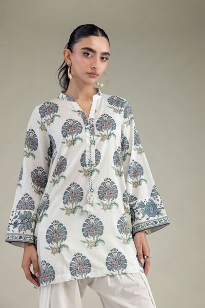 Printed | Cambric | White Printed Kurta | USD 10.50