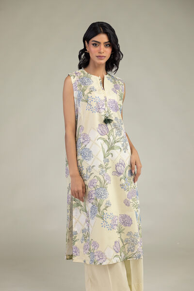 Embroidered | Cambric | Floral Sleeveless Kurta | USD 35.00