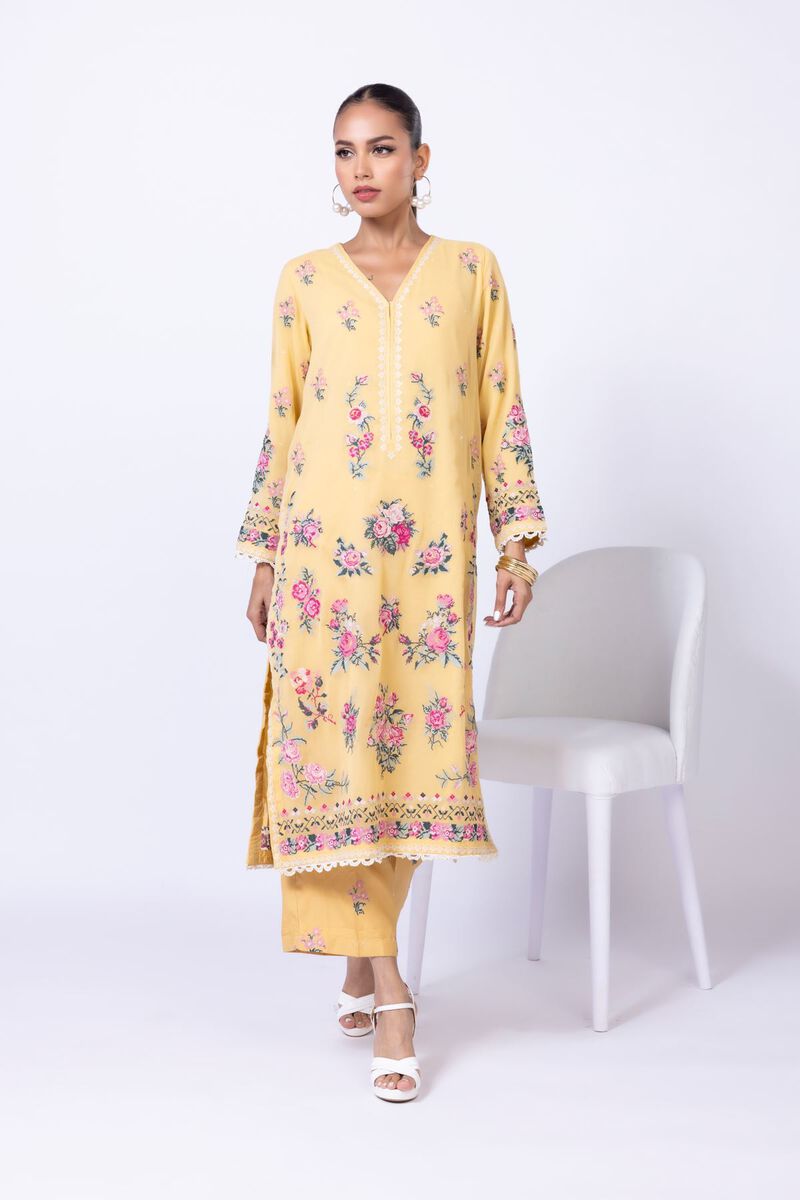 Embroidered | Polyester Crinkle Chiffon | Kurta | USD 30.00