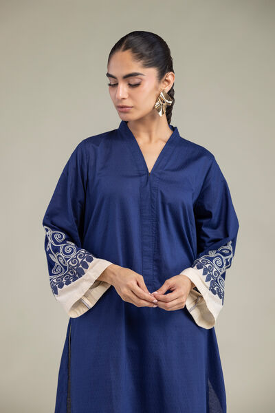 Embroidered | Cotton Dobby | Cotton Navy Kurta | USD 45.00