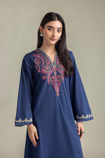 Embroidered | Cambric | V-Neck Cambric Kurta | USD 40.00