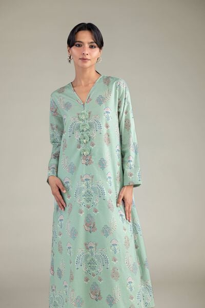 Cambric | Mint V-Neck Kurta | USD 35.00