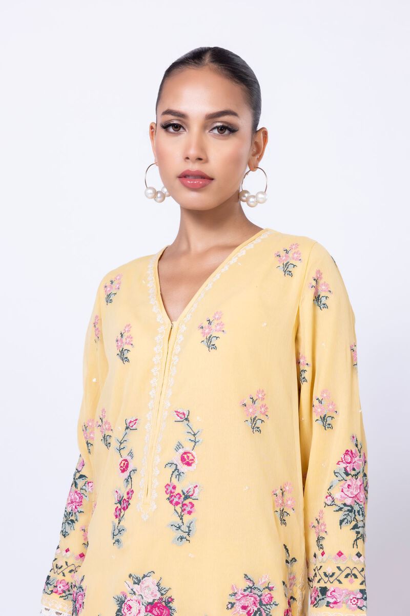 Embroidered | Polyester Crinkle Chiffon | Kurta | USD 30.00