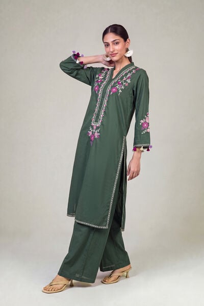 Embroidered | Cambric | Solid Green Shalwar | USD 30.00