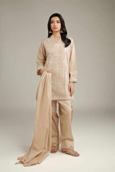 Embroidered | Cambric | Beige Cambric Shalwar | USD 30.00