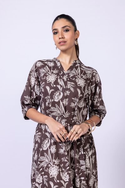 Printed | Dull Raw Silk | Maxi Dress | USD 10.50