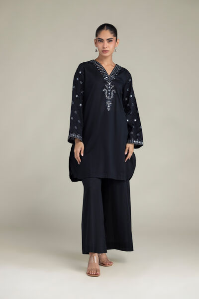 Embroidered | Cambric | Black Solid Pants | USD 15.00