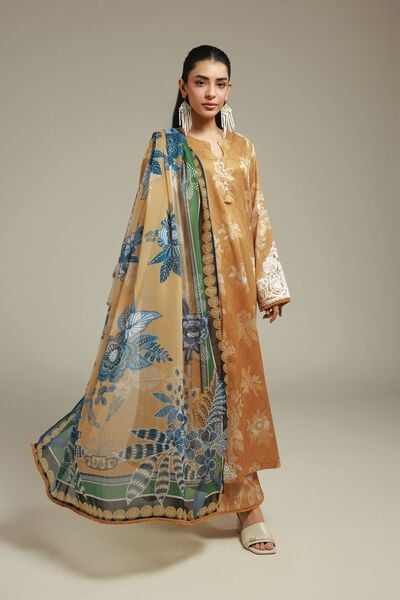 Embroidered | Satin | Tailored 3-Piece Set | USD 75.00