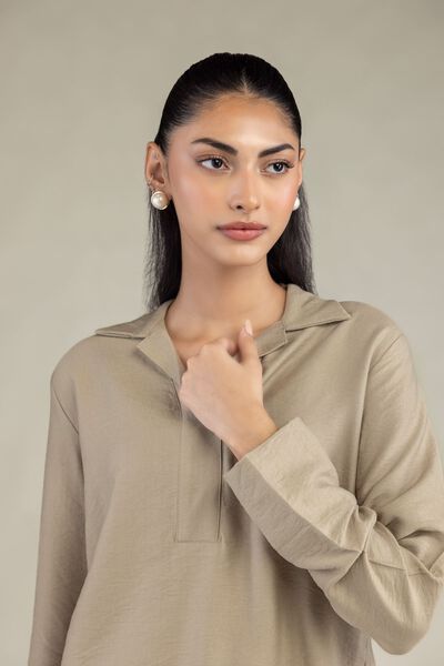 Dyed | Crepe | Solid V-Neck Shirt | USD 20.00