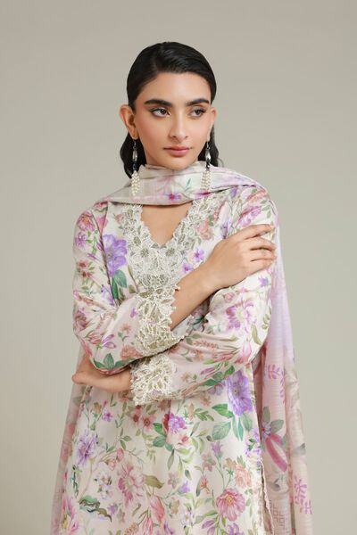 Printed | Satin | Fabrics 3 Piece | USD 55.00