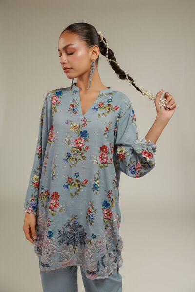 Embroidered | Raw Silk | Floral Lace Kurta | USD 16.50