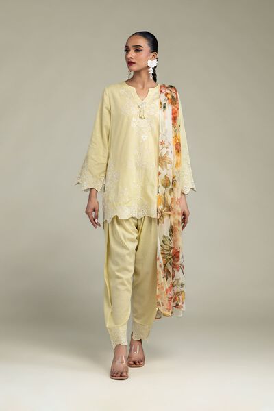 Embroidered | Raw Silk | Yellow Silk Shalwar | USD 15.00