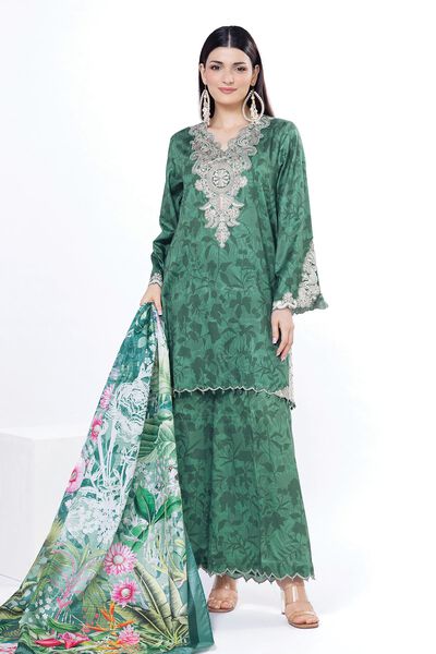 Embroidered | Cotton Satin | Fabrics 3 Piece | USD 27.50