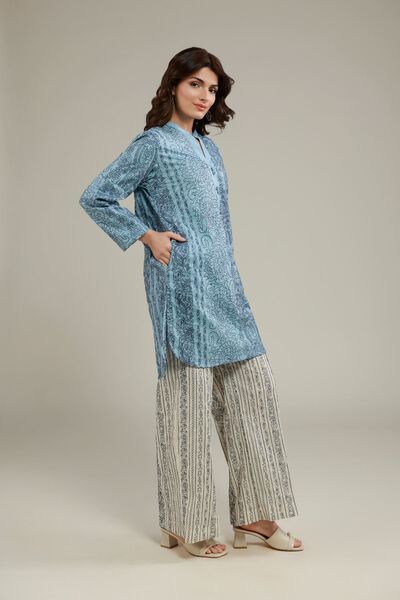 Embroidered | Cotton Crinkle | Relaxed Striped Pants | USD 28.00