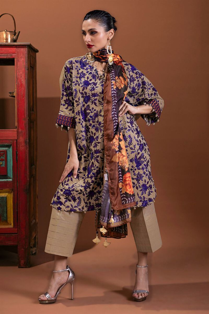 Embroidered | Cotton Zari Jacquard | Fabrics 3 Piece | null