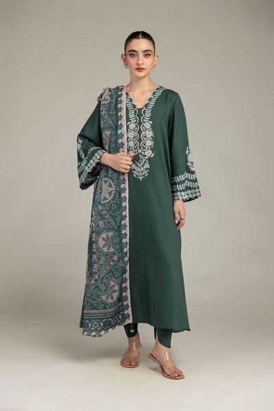Embroidered | Raw Silk | Green Silk Shalwar | USD 9.00