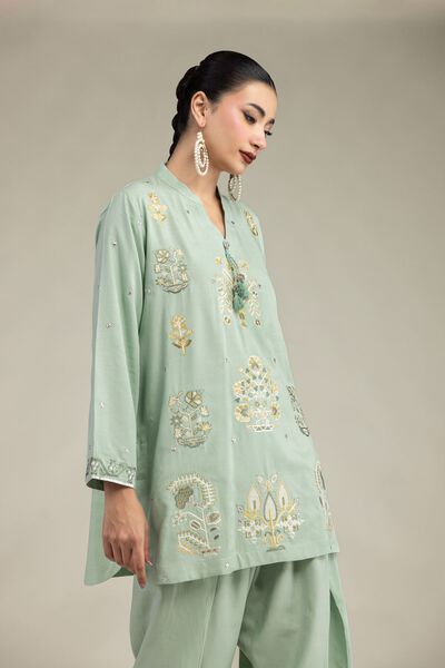 Embroidered | Raw Silk | Floral Embroidered Kurta | USD 13.50