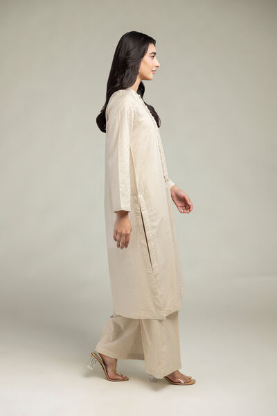 Dyed | Cotton Dobby | Beige Solid Pants | USD 15.00
