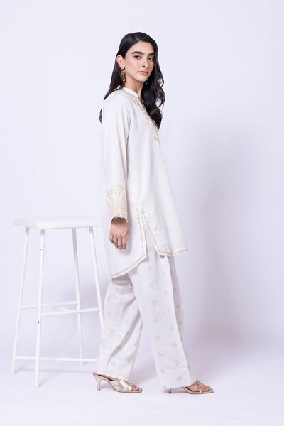 Embroidered | Dull Raw Silk | Pants | USD 20.00
