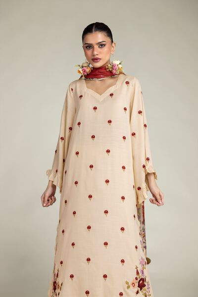 Embroidered | Raw Silk | Floral Silk Kurta | USD 16.50