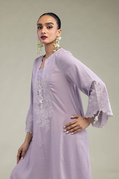 Embroidered | Raw Silk | Lavender Silk Kurta | USD 75.00