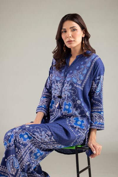 Printed | Viscose | Paisley Band-Collar Kurta | USD 35.00