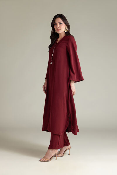 Dyed | Textured Georgette | Solid Magenta Pants | USD 30.00