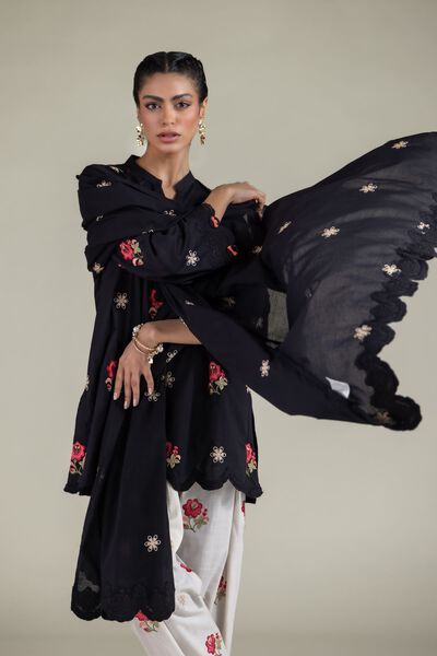 Embroidered | Textured Cotton | Floral Dupatta | USD 30.00