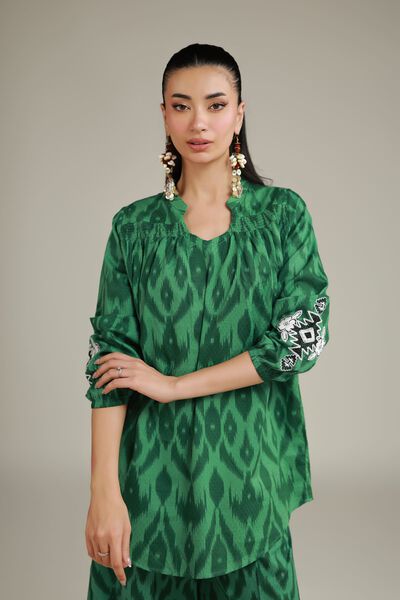 Embroidered | Cotton Dobby | Green Cotton Kurta | USD 30.00
