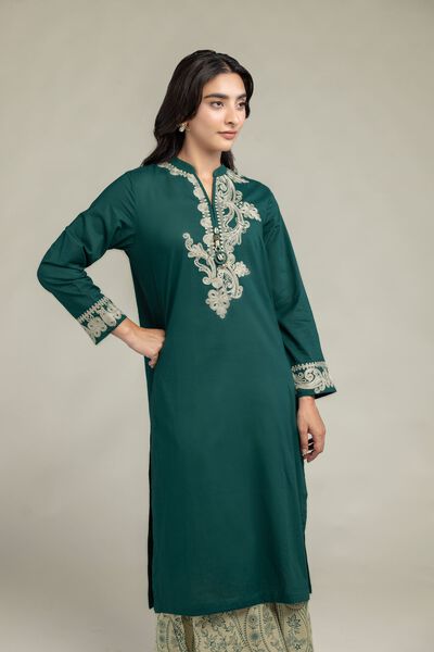 Embroidered | Cambric | Green Cambric Kurta | USD 22.50