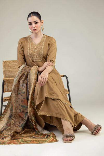 Embroidered | Raw Silk | V-Neck Silk Kurta | USD 18.00