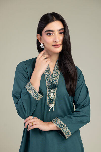 Embroidered | Cambric | V-Neck Cambric Kurta | USD 17.50