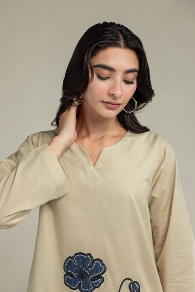 Embroidered | Cambric | Cambric V-Neck Kurta | USD 20.00