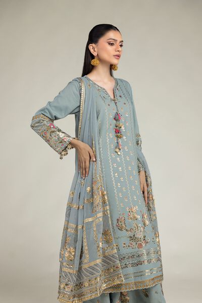Embroidered | Raw Silk | 3 Piece Co-ord Set | USD 46.50