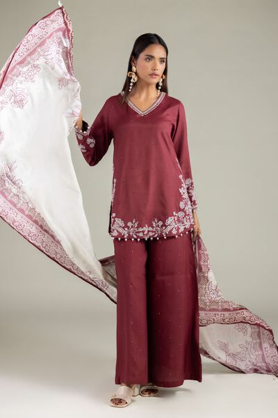 Embroidered | Raw Silk | Floral Pearl Kurta | USD 19.50