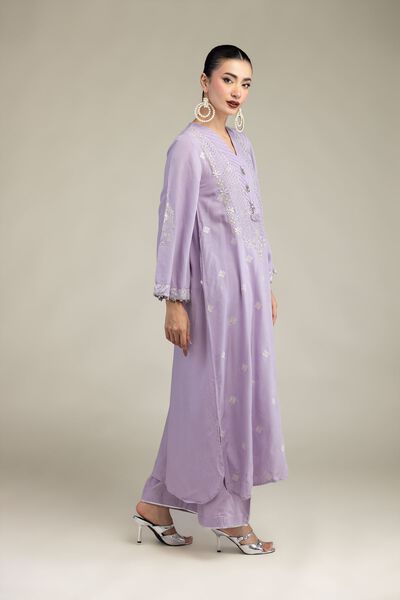 Embroidered | Raw Silk | Solid Lavender Pants | USD 15.00