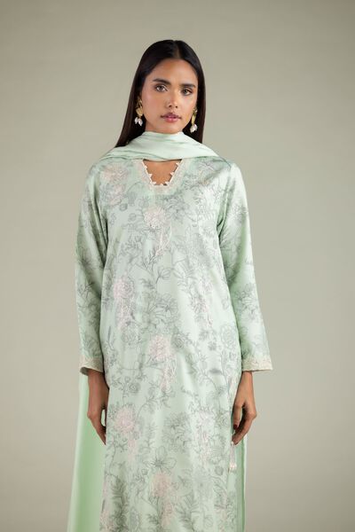 Embroidered | Raw Silk | Floral Longline Kurta | USD 19.50