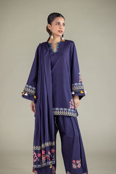Embroidered | Cambric | Floral Embroidered Kurta | USD 40.00