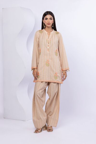 Embroidered | Lurex Stripes | Kurta | USD 40.00