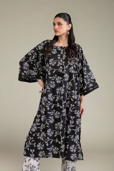 Printed | Cotton Viscose | Black Floral Kurta | USD 35.00