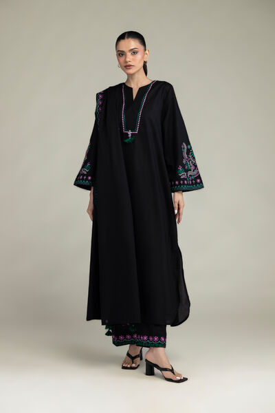 Embroidered | Cambric | Black Cambric Kurta | USD 45.00