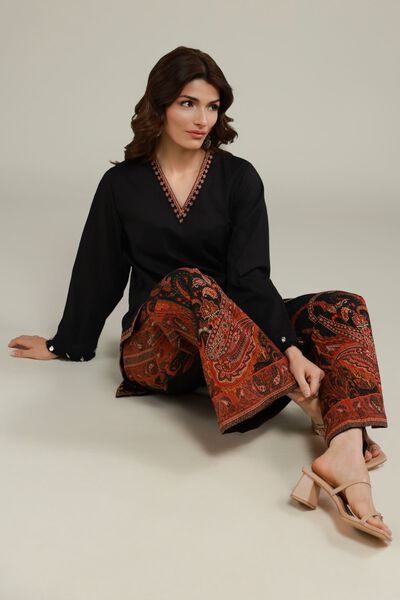 Embroidered | Cotton Crinkle | Threadwork V-Neck Kurta | USD 10.50