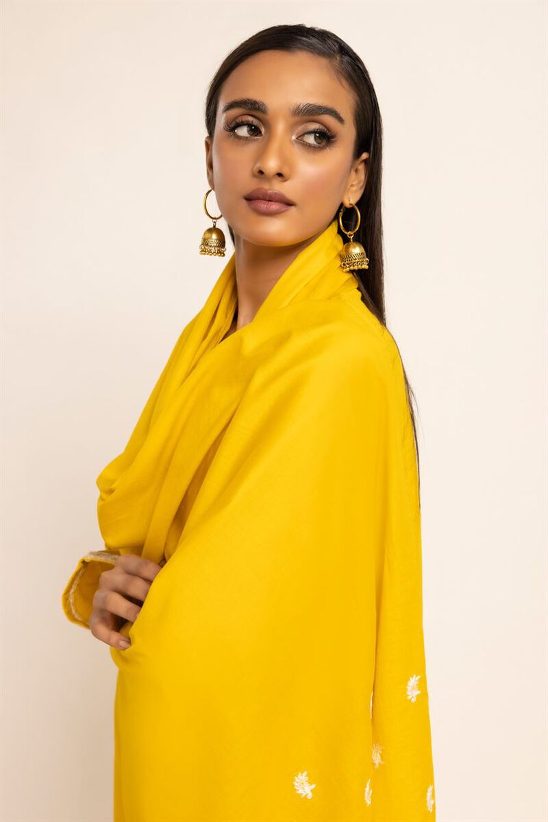 Dupatta | Embroidered, YELLOW, hi-res image number null