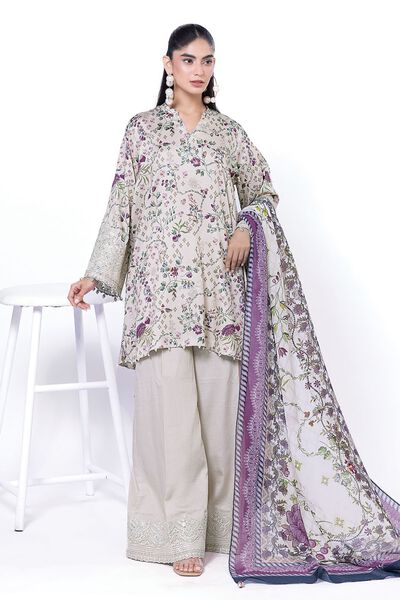 Embroidered | Cotton Satin | Fabrics 3 Piece | USD 55.00