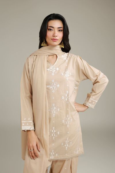 Embroidered | Lawn | Embroidered Beige Dupatta | USD 25.00