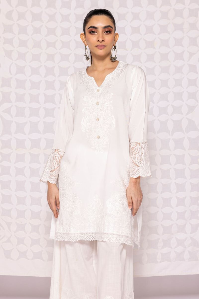 Kurta | Embroidered, WHITE, hi-res image number null